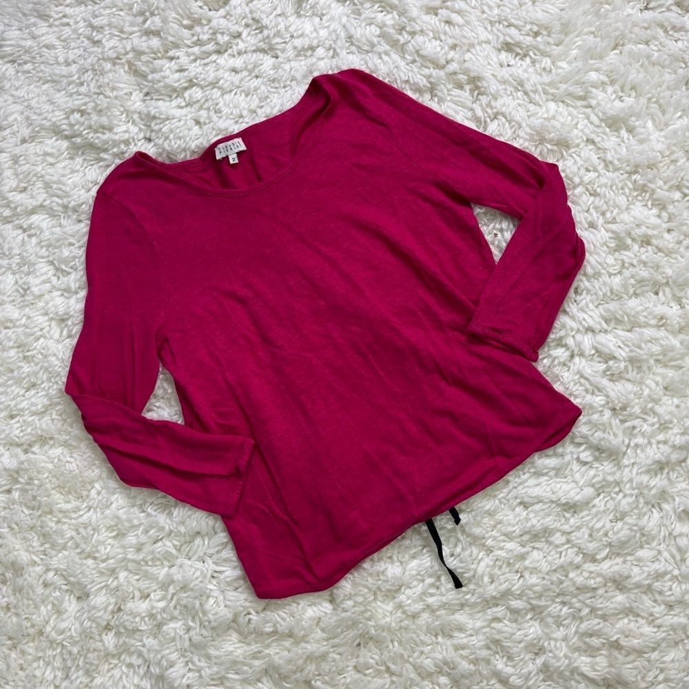 Claudia Pierlot Linen Long Sleeve Sweater Keyhole with Tie Back